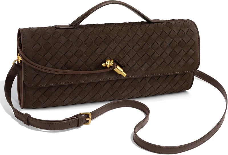 Jumping Deer Woven Clutch Purses for Women, Formal Satchel Leather Evening Bag Shoulder Handbag - Image 2